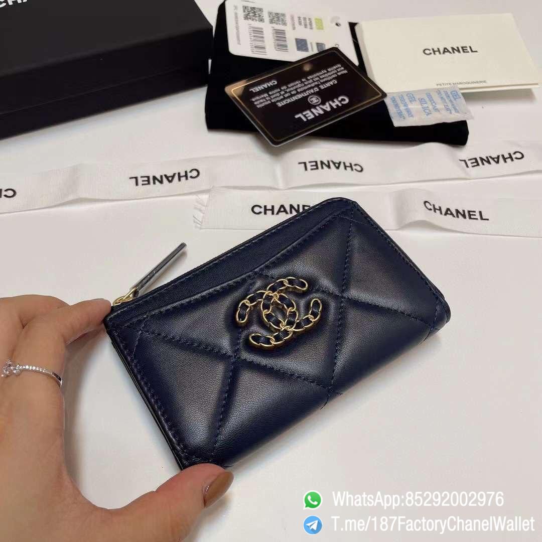 187 Factory Chanel Wallet 19 Zipped Card Holder Abysse Blue Gold Tone Ruthenium Finish Metal 03 187 Factory Chanel Wallet 19 Zipped Card Holder Abysse Blue Gold Tone Ruthenium Finish Metal 03