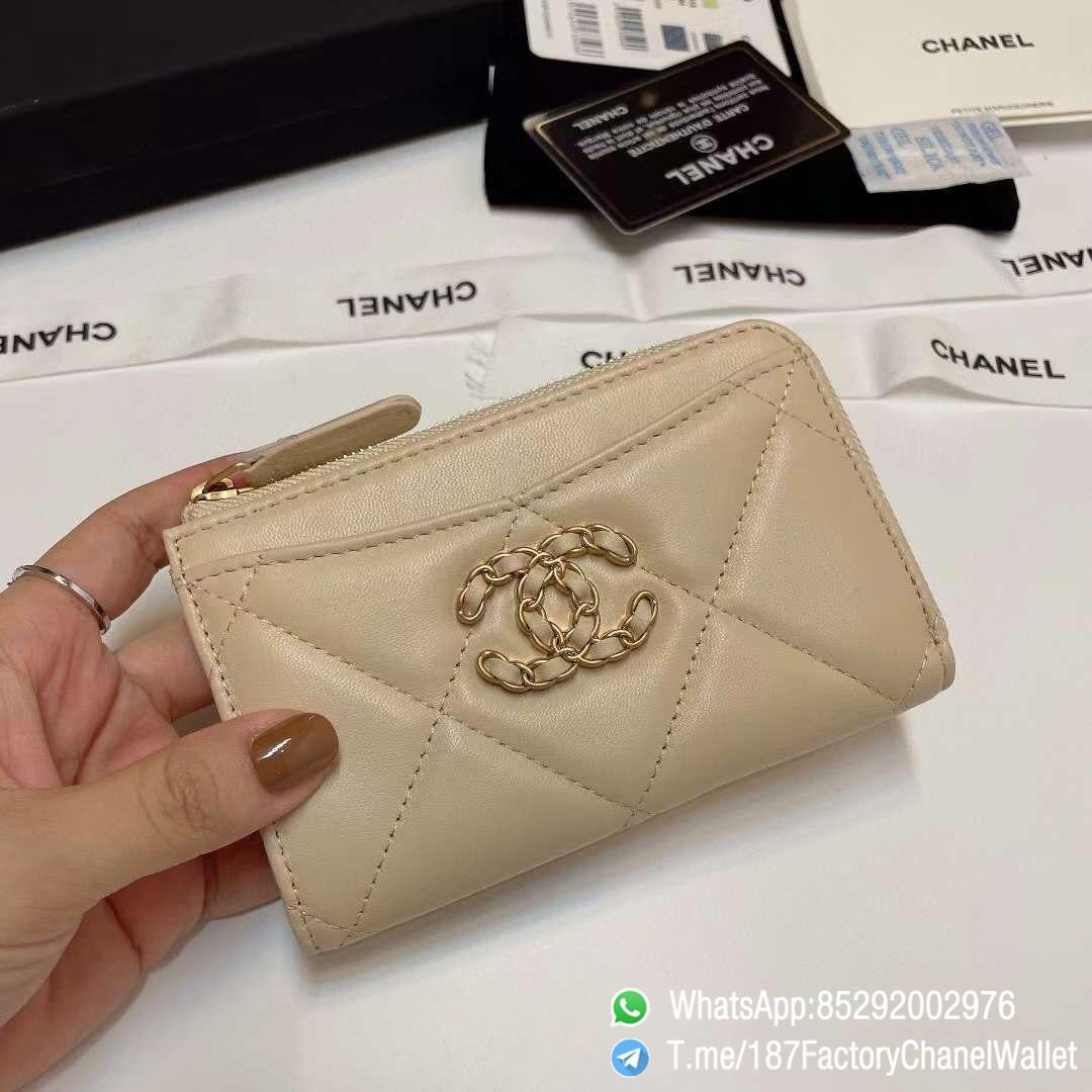 187 Factory Chanel Wallet 19 Zipped Card Holder Beige Gold Tone Ruthenium Finish Metal 01 187 Factory Chanel Wallet 19 Zipped Card Holder Beige Gold Tone Ruthenium Finish Metal 01