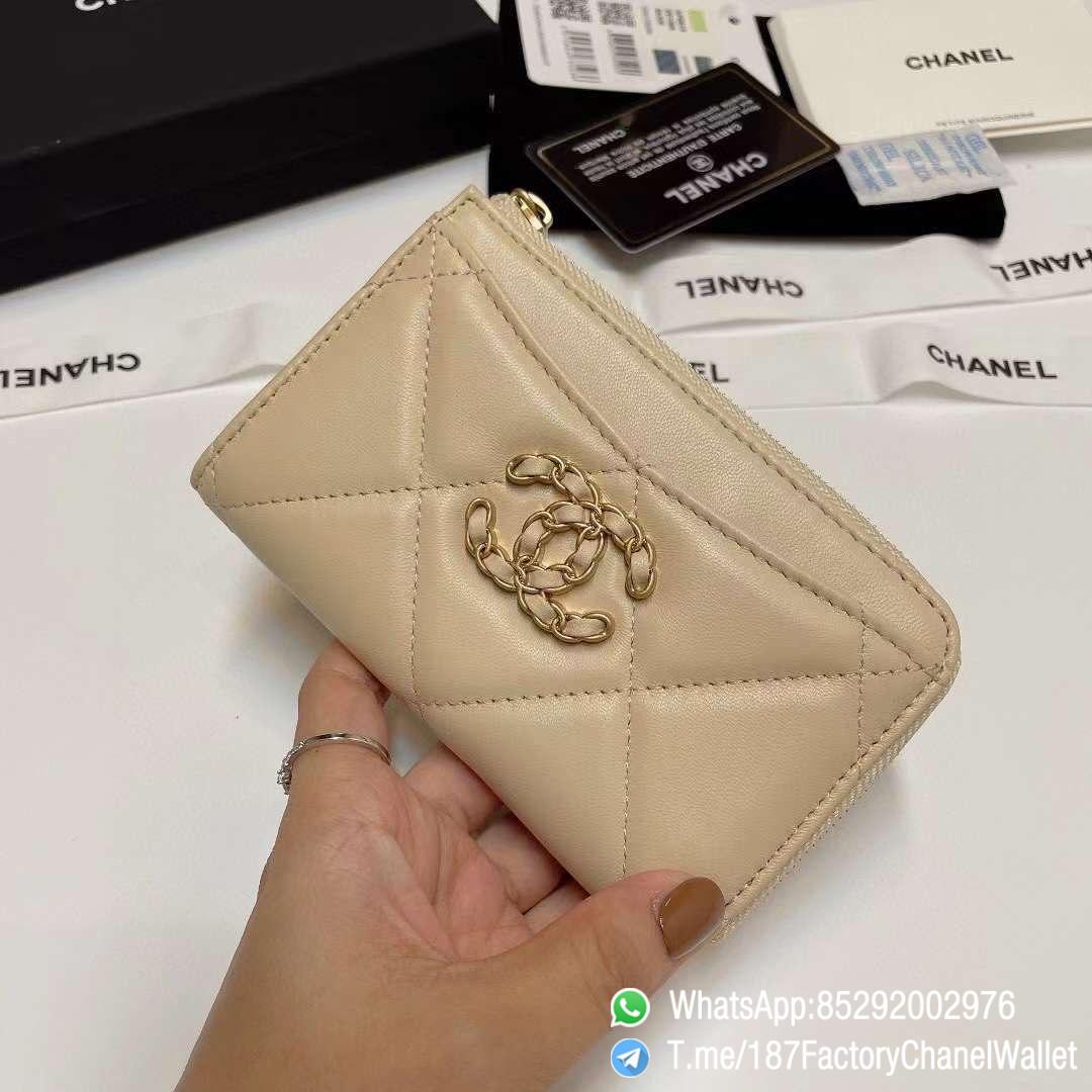 187 Factory Chanel Wallet 19 Zipped Card Holder Beige Gold Tone Ruthenium Finish Metal 02 187 Factory Chanel Wallet 19 Zipped Card Holder Beige Gold Tone Ruthenium Finish Metal 02