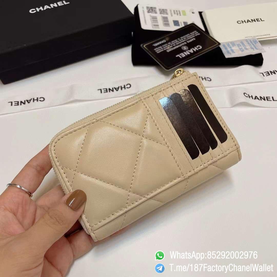 187 Factory Chanel Wallet 19 Zipped Card Holder Beige Gold Tone Ruthenium Finish Metal 03 187 Factory Chanel Wallet 19 Zipped Card Holder Beige Gold Tone Ruthenium Finish Metal 03