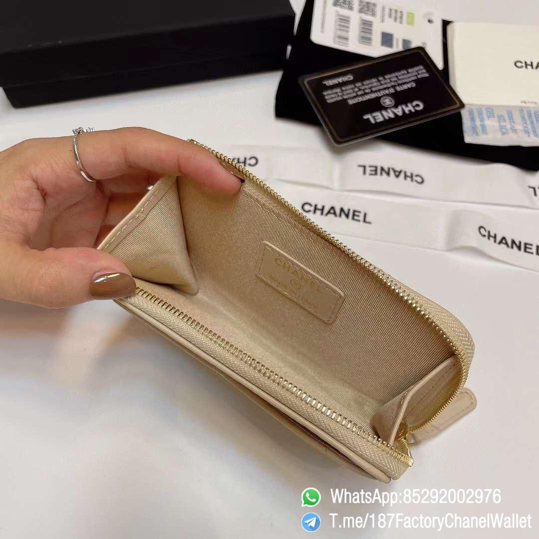 187 Factory Chanel Wallet 19 Zipped Card Holder Beige Gold Tone Ruthenium Finish Metal 06 187 Factory Chanel Wallet 19 Zipped Card Holder Beige Gold Tone Ruthenium Finish Metal 06