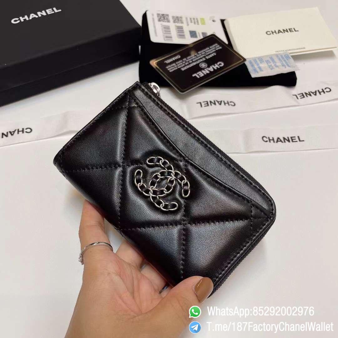 187 Factory Chanel Wallet 19 Zipped Card Holder Black Silver Tone Ruthenium Finish Metal 02 187 Factory Chanel Wallet 19 Zipped Card Holder Black Silver Tone Ruthenium Finish Metal 02