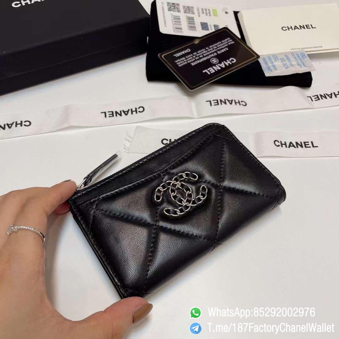 187 Factory Chanel Wallet 19 Zipped Card Holder Black Silver Tone Ruthenium Finish Metal 04 187 Factory Chanel Wallet 19 Zipped Card Holder Black Silver Tone Ruthenium Finish Metal 04