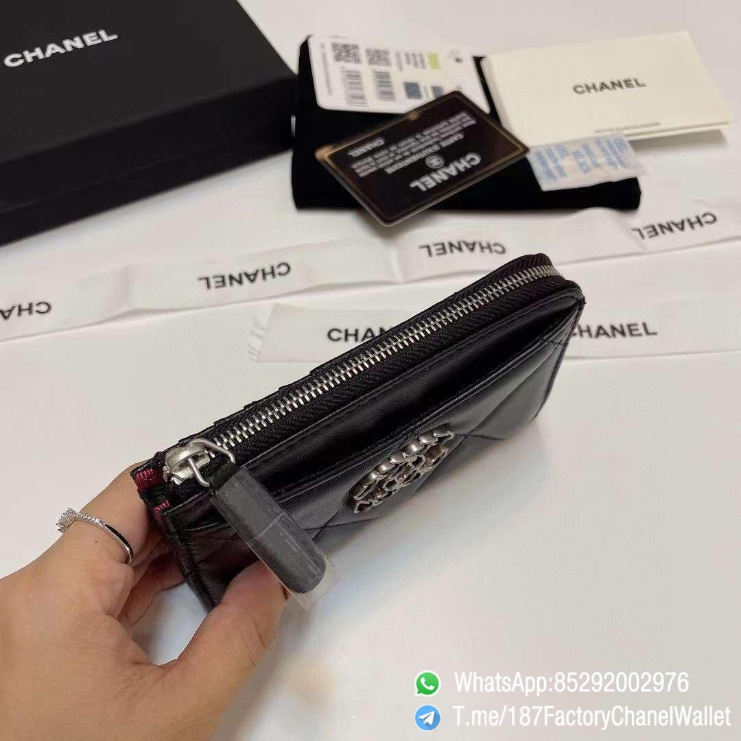187 Factory Chanel Wallet 19 Zipped Card Holder Black Silver Tone Ruthenium Finish Metal 05 187 Factory Chanel Wallet 19 Zipped Card Holder Black Silver Tone Ruthenium Finish Metal 05
