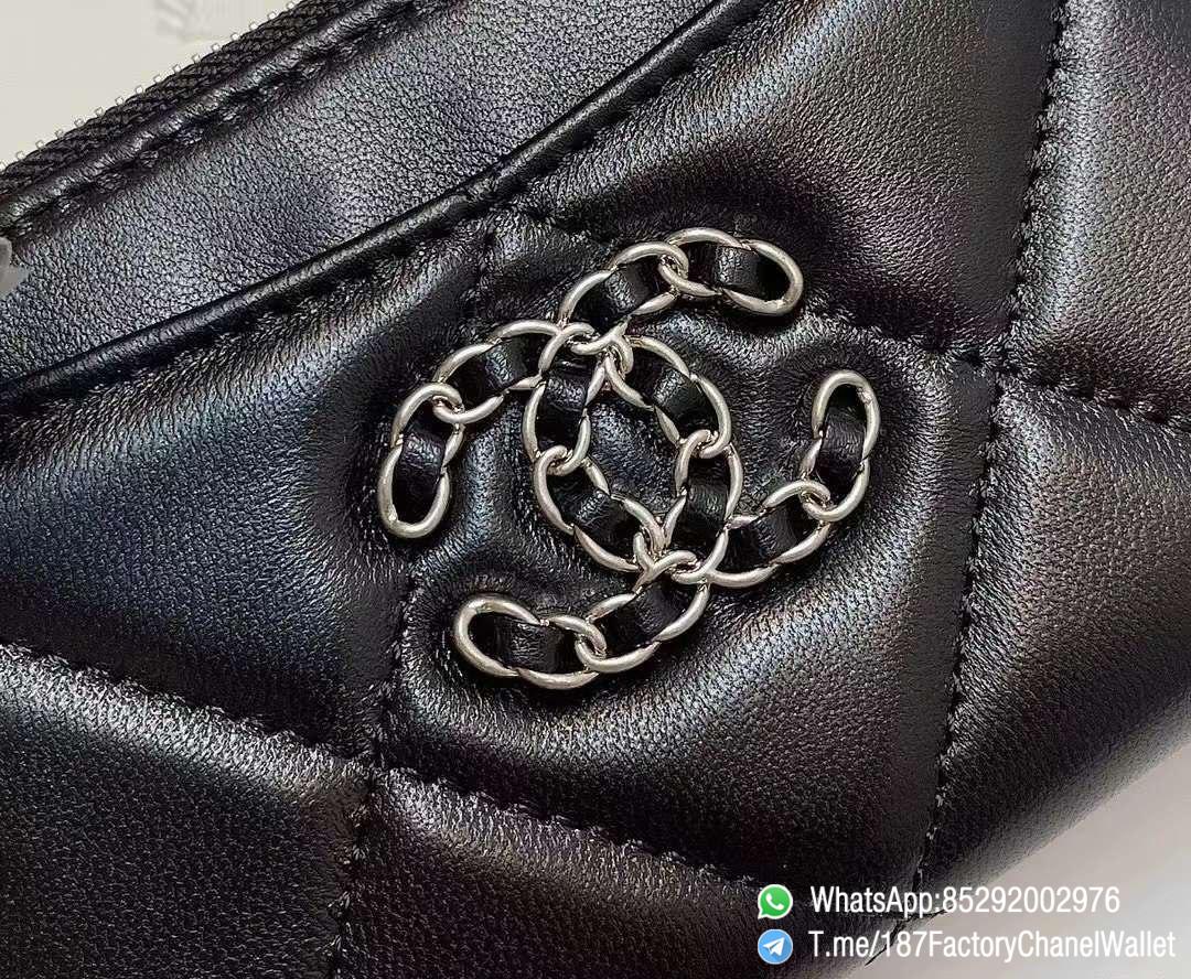 187 Factory Chanel Wallet 19 Zipped Card Holder Black Silver Tone Ruthenium Finish Metal 06 187 Factory Chanel Wallet 19 Zipped Card Holder Black Silver Tone Ruthenium Finish Metal 06