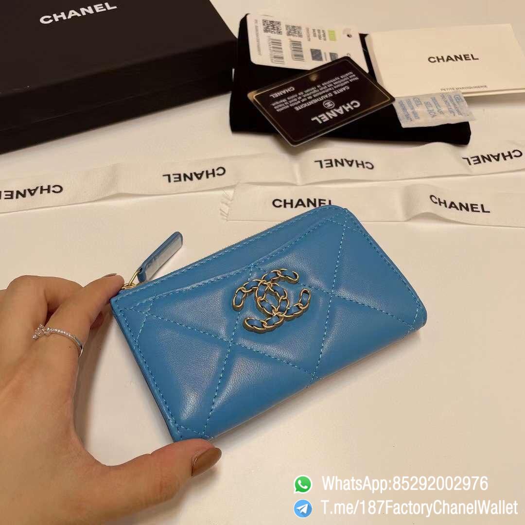 187 Factory Chanel Wallet 19 Zipped Card Holder Blue Gold Tone Ruthenium Finish Metal 04 187 Factory Chanel Wallet 19 Zipped Card Holder Blue Gold Tone Ruthenium Finish Metal 04