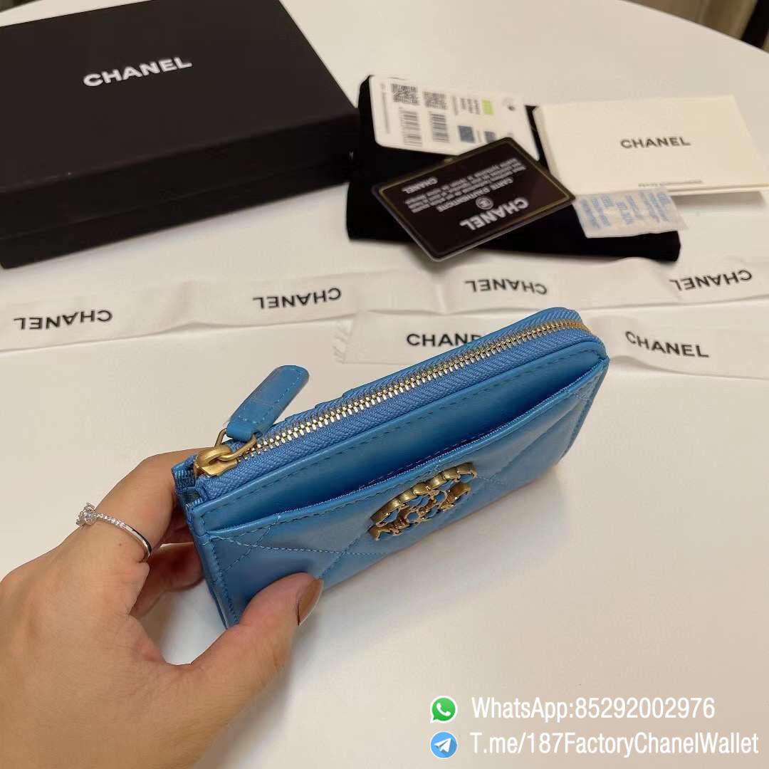 187 Factory Chanel Wallet 19 Zipped Card Holder Blue Gold Tone Ruthenium Finish Metal 06 187 Factory Chanel Wallet 19 Zipped Card Holder Blue Gold Tone Ruthenium Finish Metal 06