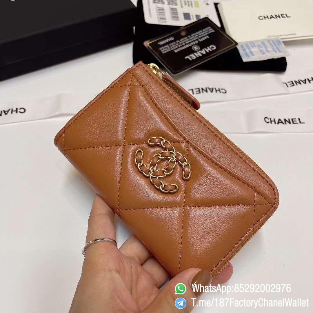 187 Factory Chanel Wallet 19 Zipped Card Holder Brown Gold Tone Ruthenium Finish Metal 02 187 Factory Chanel Wallet 19 Zipped Card Holder Brown Gold Tone Ruthenium Finish Metal 02