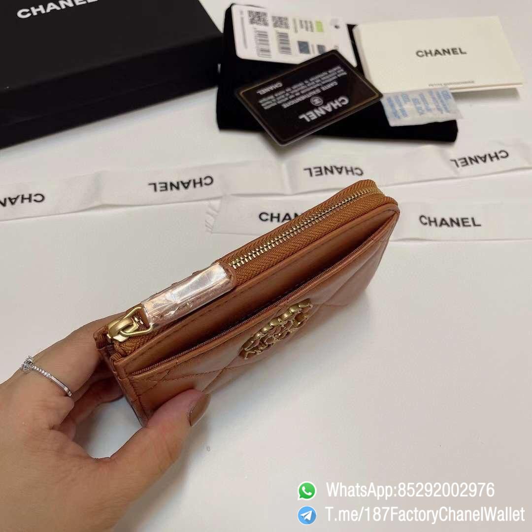 187 Factory Chanel Wallet 19 Zipped Card Holder Brown Gold Tone Ruthenium Finish Metal 05 187 Factory Chanel Wallet 19 Zipped Card Holder Brown Gold Tone Ruthenium Finish Metal 05
