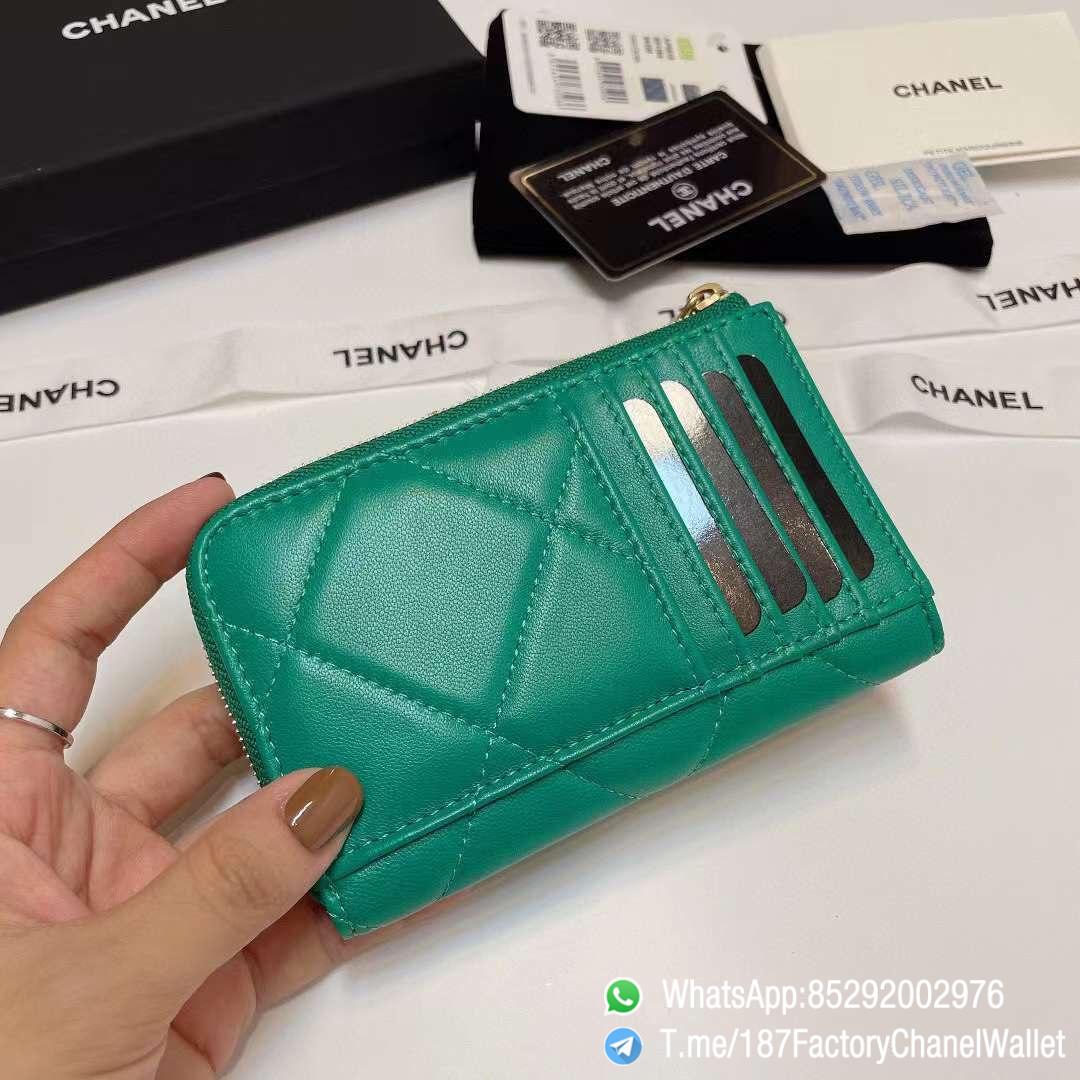 187 Factory Chanel Wallet 19 Zipped Card Holder Green Gold Tone Ruthenium Finish Metal 03 187 Factory Chanel Wallet 19 Zipped Card Holder Green Gold Tone Ruthenium Finish Metal 03