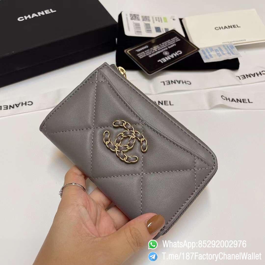 187 Factory Chanel Wallet 19 Zipped Card Holder Grey Gold Tone Ruthenium Finish Metal 02 187 Factory Chanel Wallet 19 Zipped Card Holder Grey Gold Tone Ruthenium Finish Metal 02
