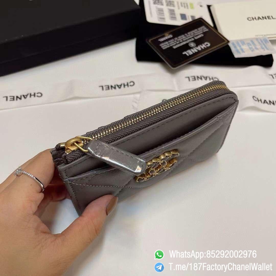 187 Factory Chanel Wallet 19 Zipped Card Holder Grey Gold Tone Ruthenium Finish Metal 06 187 Factory Chanel Wallet 19 Zipped Card Holder Grey Gold Tone Ruthenium Finish Metal 06