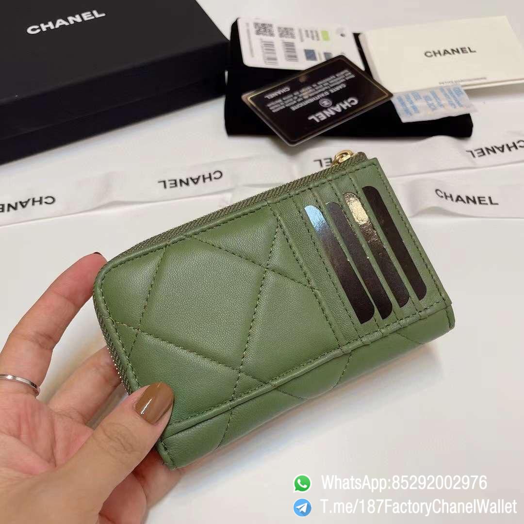 187 Factory Chanel Wallet 19 Zipped Card Holder Meadow Green Gold Tone Ruthenium Finish Metal 03 187 Factory Chanel Wallet 19 Zipped Card Holder Meadow Green Gold Tone Ruthenium Finish Metal 03