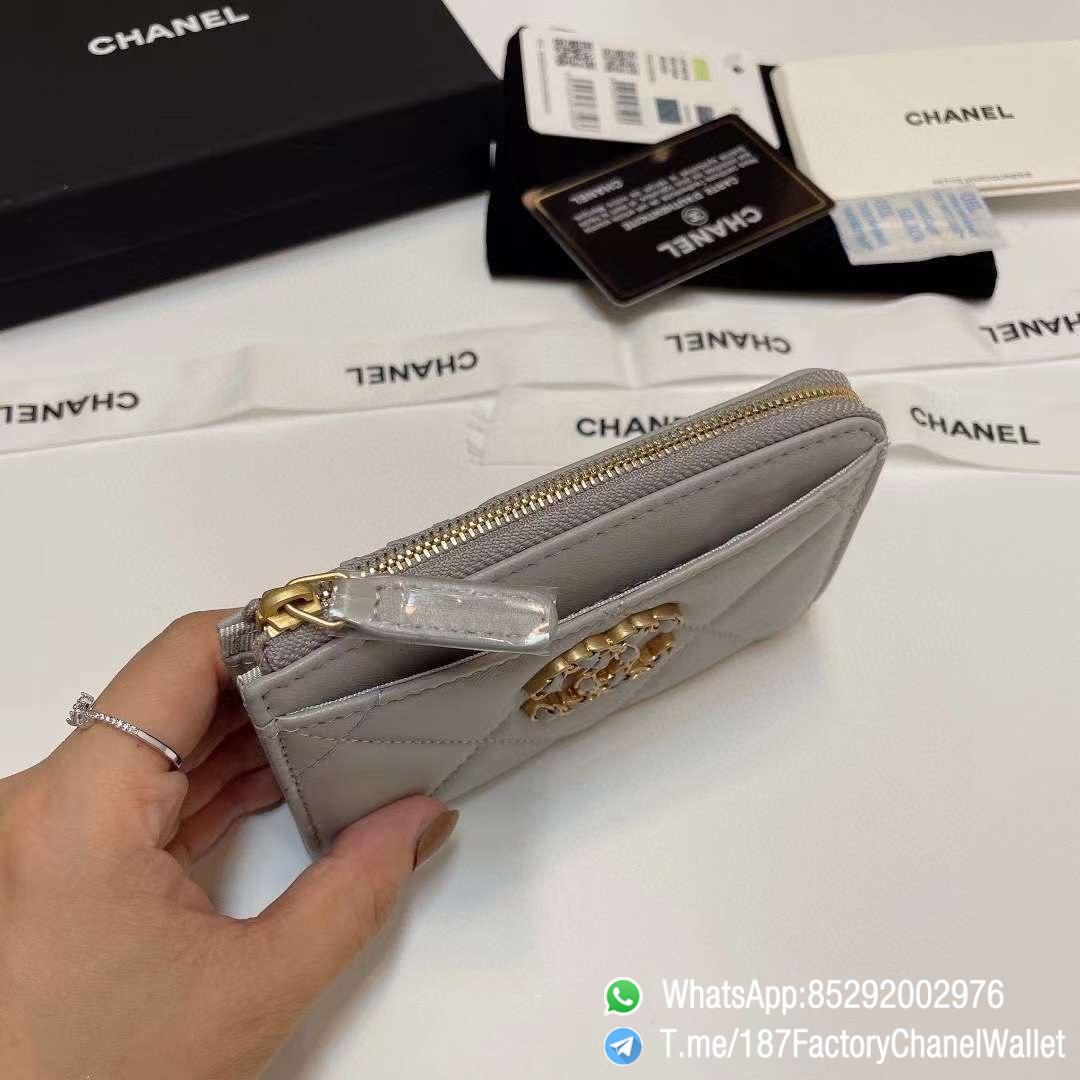 187 Factory Chanel Wallet 19 Zipped Card Holder Pearl Grey Gold Tone Ruthenium Finish Metal 05 187 Factory Chanel Wallet 19 Zipped Card Holder Pearl Grey Gold Tone Ruthenium Finish Metal 05