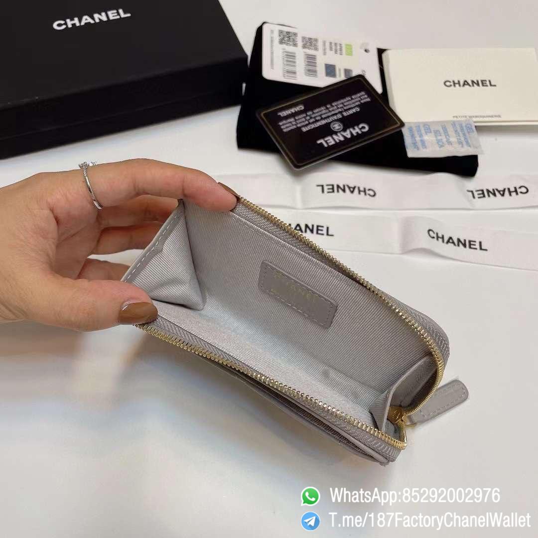 187 Factory Chanel Wallet 19 Zipped Card Holder Pearl Grey Gold Tone Ruthenium Finish Metal 06 187 Factory Chanel Wallet 19 Zipped Card Holder Pearl Grey Gold Tone Ruthenium Finish Metal 06