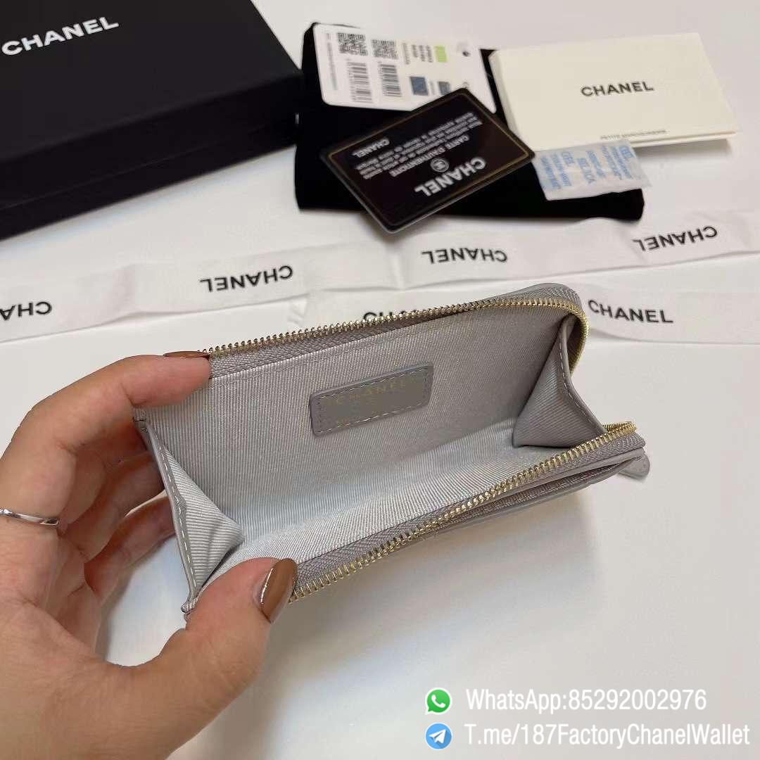 187 Factory Chanel Wallet 19 Zipped Card Holder Pearl Grey Gold Tone Ruthenium Finish Metal 07 187 Factory Chanel Wallet 19 Zipped Card Holder Pearl Grey Gold Tone Ruthenium Finish Metal 07