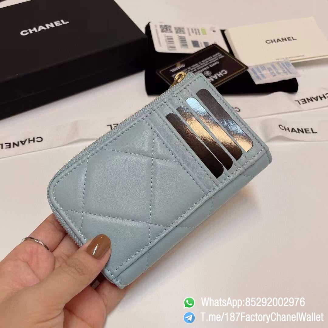 187 Factory Chanel Wallet 19 Zipped Card Holder Sky Blue Gold Tone Ruthenium Finish Metal 04 187 Factory Chanel Wallet 19 Zipped Card Holder Sky Blue Gold Tone Ruthenium Finish Metal 04
