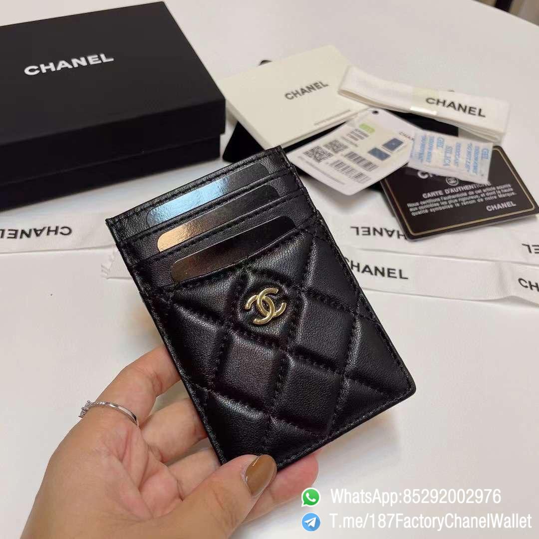 187 Factory Chanel Classic Card Holder Black Gold Tone Metal Shiny Lambskin 01 187 Factory Chanel Classic Card Holder Black Gold Tone Metal Shiny Lambskin 01