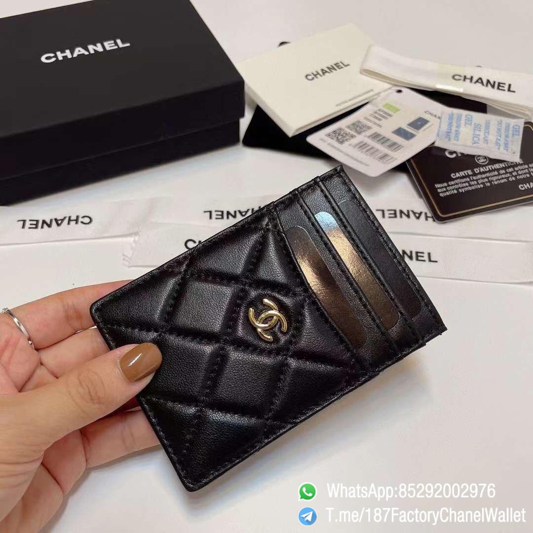 187 Factory Chanel Classic Card Holder Black Gold Tone Metal Shiny Lambskin 02 187 Factory Chanel Classic Card Holder Black Gold Tone Metal Shiny Lambskin 02