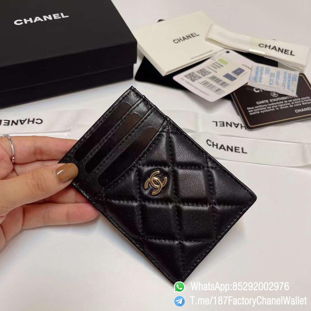 187 Factory Chanel Classic Card Holder Black Gold Tone Metal Shiny Lambskin 03 187 Factory Chanel Classic Card Holder Black Gold Tone Metal Shiny Lambskin 03