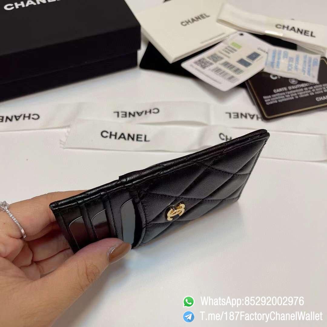 187 Factory Chanel Classic Card Holder Black Gold Tone Metal Shiny Lambskin 06 187 Factory Chanel Classic Card Holder Black Gold Tone Metal Shiny Lambskin 06