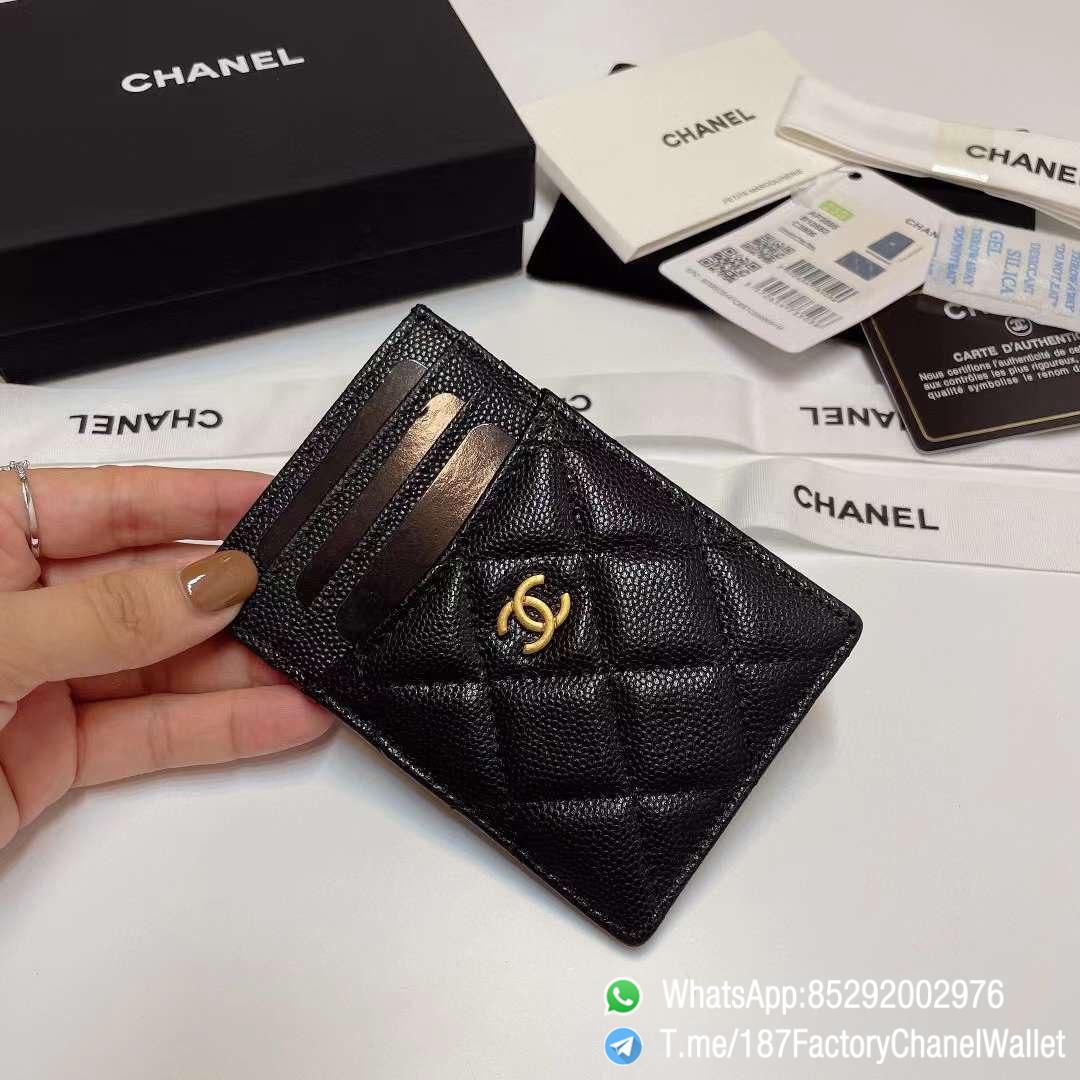 187 Factory Chanel Classic Card Holder Black Grained Calfskin Gold Tone Metal 04 187 Factory Chanel Classic Card Holder Black Grained Calfskin Gold Tone Metal 04