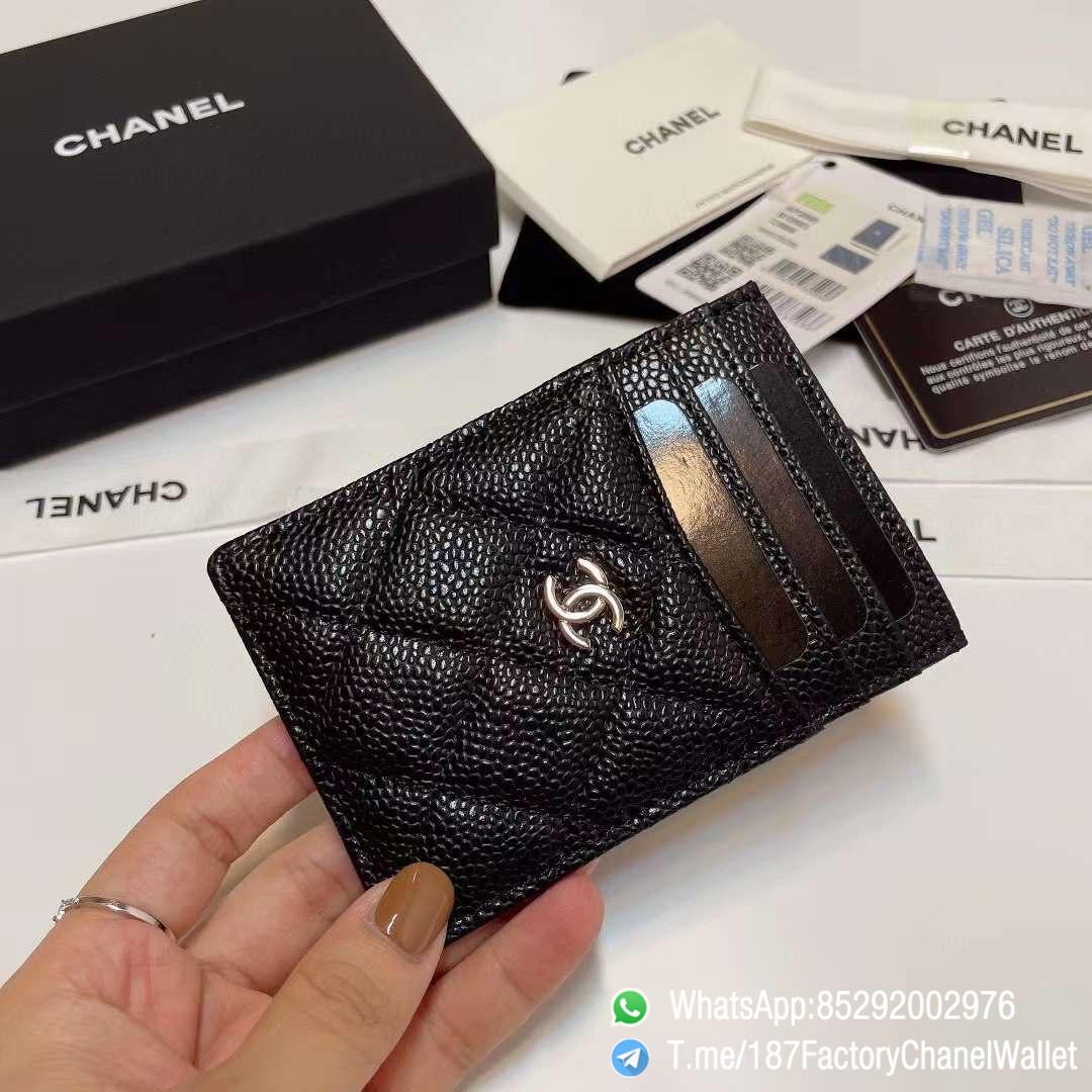 187 Factory Chanel Classic Card Holder Black Grained Calfskin Silver Tone Metal 02 187 Factory Chanel Classic Card Holder Black Grained Calfskin Silver Tone Metal 02