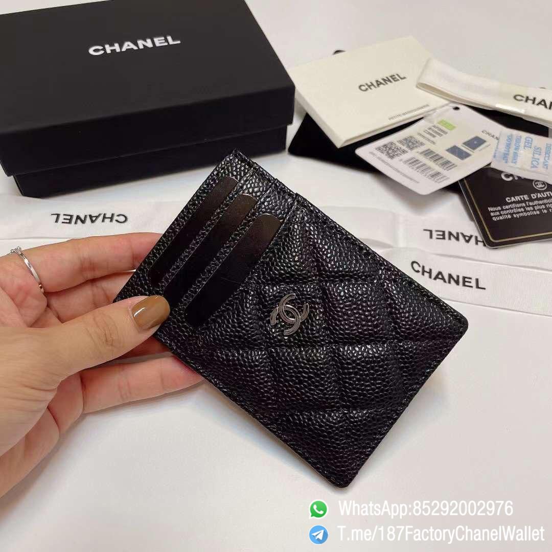 187 Factory Chanel Classic Card Holder Black Grained Calfskin Silver Tone Metal 03 187 Factory Chanel Classic Card Holder Black Grained Calfskin Silver Tone Metal 03