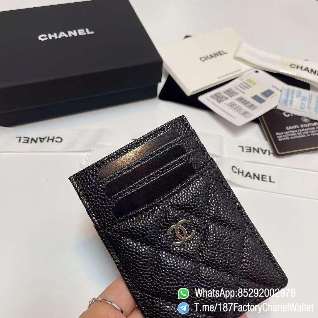 187 Factory Chanel Classic Card Holder Black Grained Calfskin Silver Tone Metal 04 187 Factory Chanel Classic Card Holder Black Grained Calfskin Silver Tone Metal 04