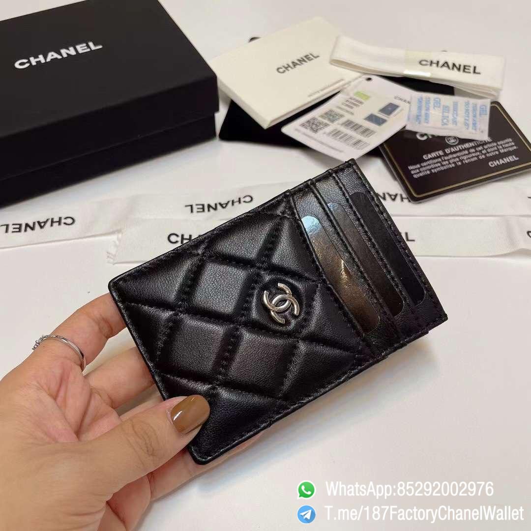 187 Factory Chanel Classic Card Holder Black Silver Tone Metal Shiny Lambskin 03 187 Factory Chanel Classic Card Holder Black Silver Tone Metal Shiny Lambskin 03