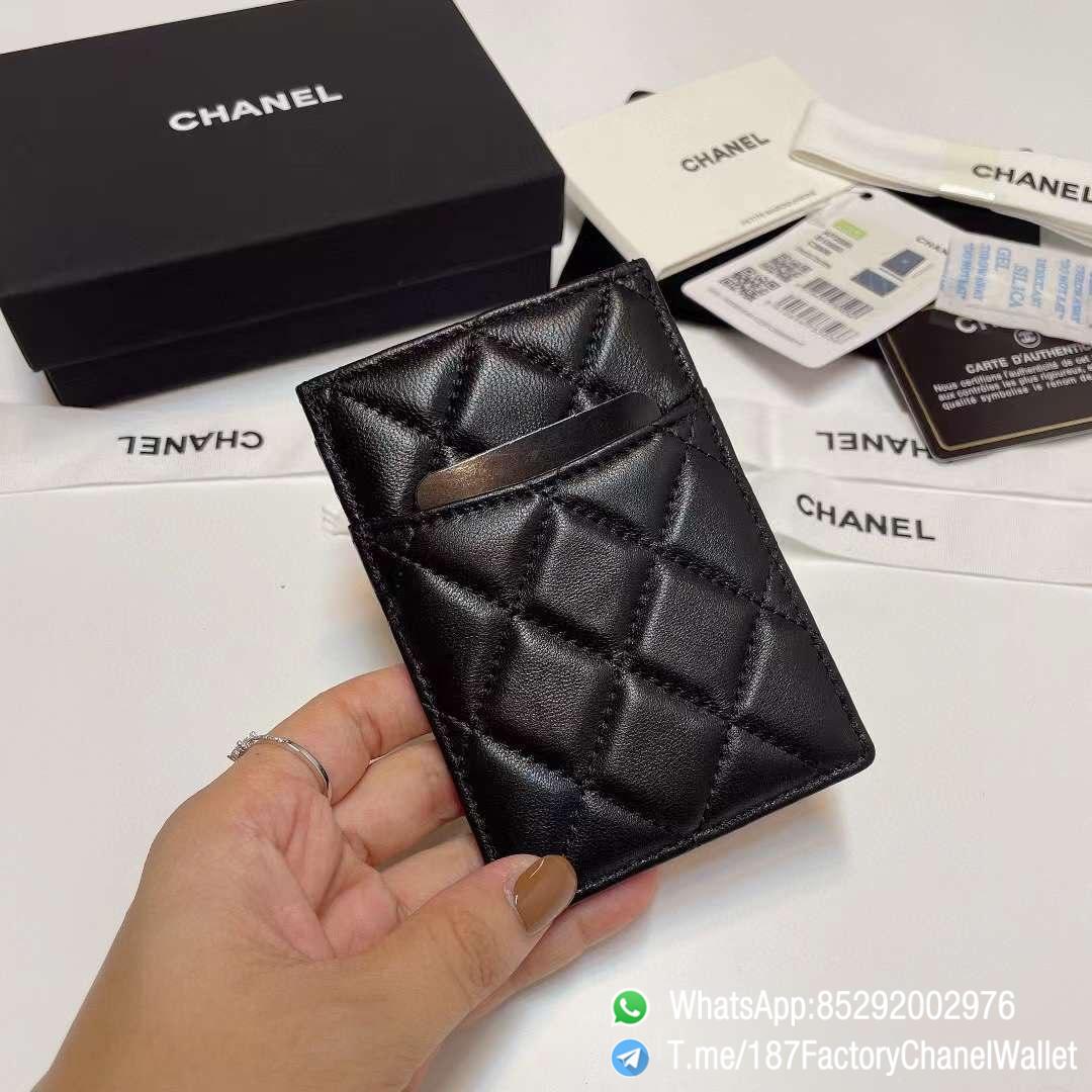 187 Factory Chanel Classic Card Holder Black Silver Tone Metal Shiny Lambskin 05 187 Factory Chanel Classic Card Holder Black Silver Tone Metal Shiny Lambskin 05