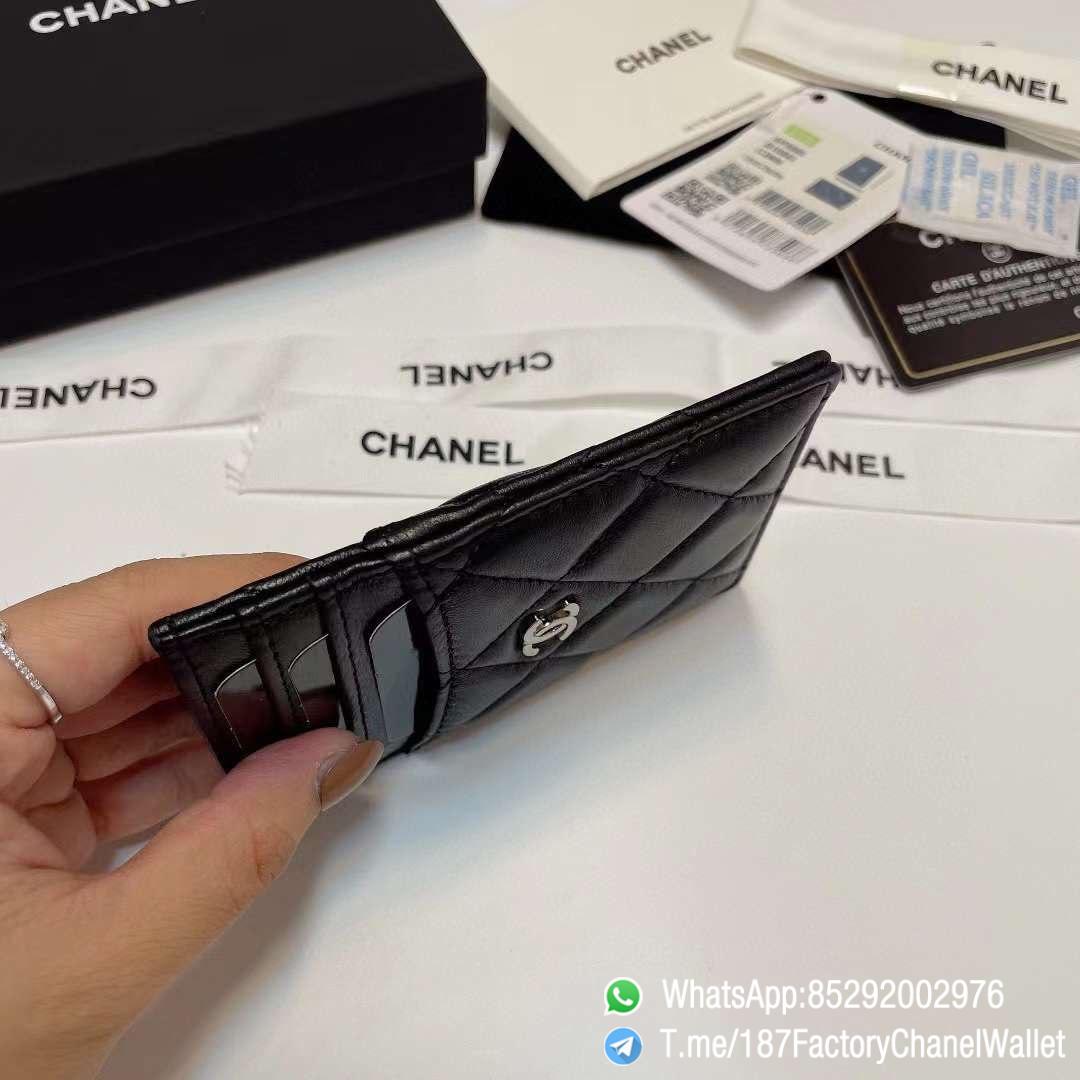 187 Factory Chanel Classic Card Holder Black Silver Tone Metal Shiny Lambskin 06 187 Factory Chanel Classic Card Holder Black Silver Tone Metal Shiny Lambskin 06