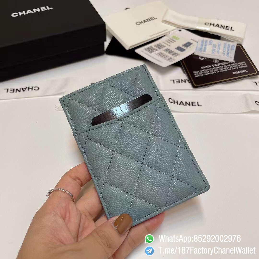 187 Factory Chanel Classic Card Holder Vert Blue Grained Shiny Gold Tone Metal 05 187 Factory Chanel Classic Card Holder Vert Blue Grained Shiny Gold Tone Metal 05