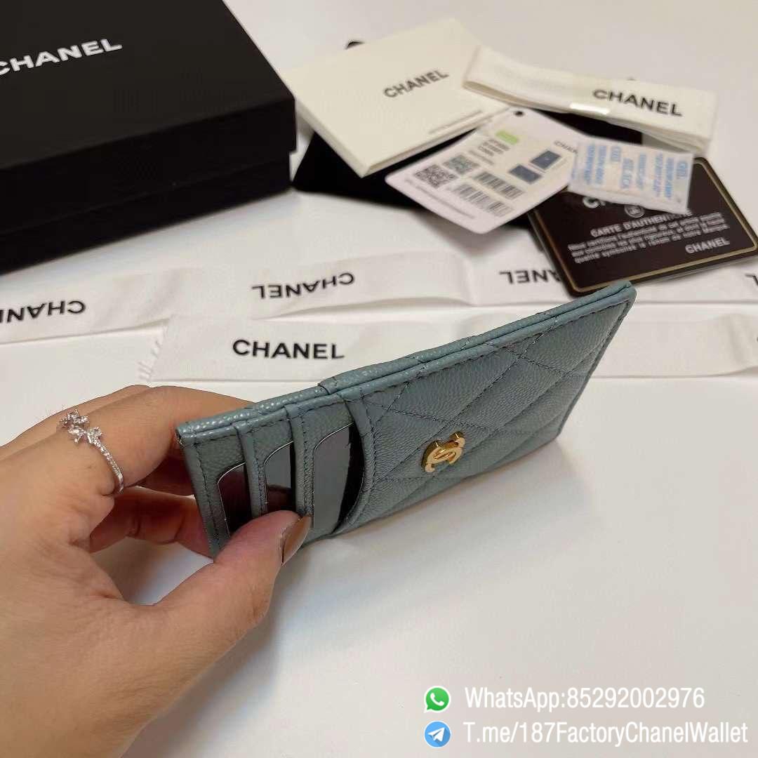 187 Factory Chanel Classic Card Holder Vert Blue Grained Shiny Gold Tone Metal 06 187 Factory Chanel Classic Card Holder Vert Blue Grained Shiny Gold Tone Metal 06