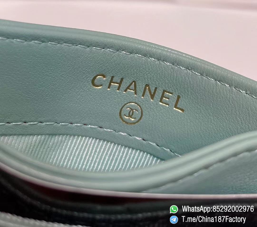 187 Factory Bags Chanel 19 Card Holder Aqua Green Shiny Lambskin Gold Tone Metal 07 187 Factory Bags Chanel 19 Card Holder Aqua Green Shiny Lambskin Gold Tone Metal 07