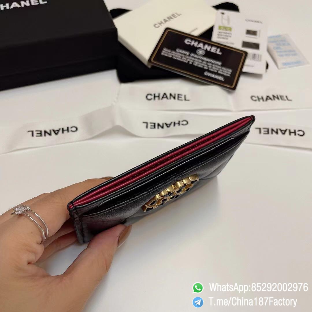 187 Factory Bags Chanel 19 Card Holder Black Shiny Lambskin Gold Tone Metal 05 187 Factory Bags Chanel 19 Card Holder Black Shiny Lambskin Gold Tone Metal 05