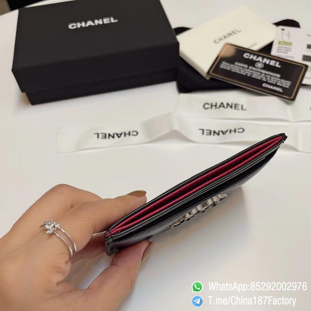 187 Factory Bags Chanel 19 Card Holder Black Shiny Lambskin Silver Tone Metal 05 187 Factory Bags Chanel 19 Card Holder Black Shiny Lambskin Silver Tone Metal 05