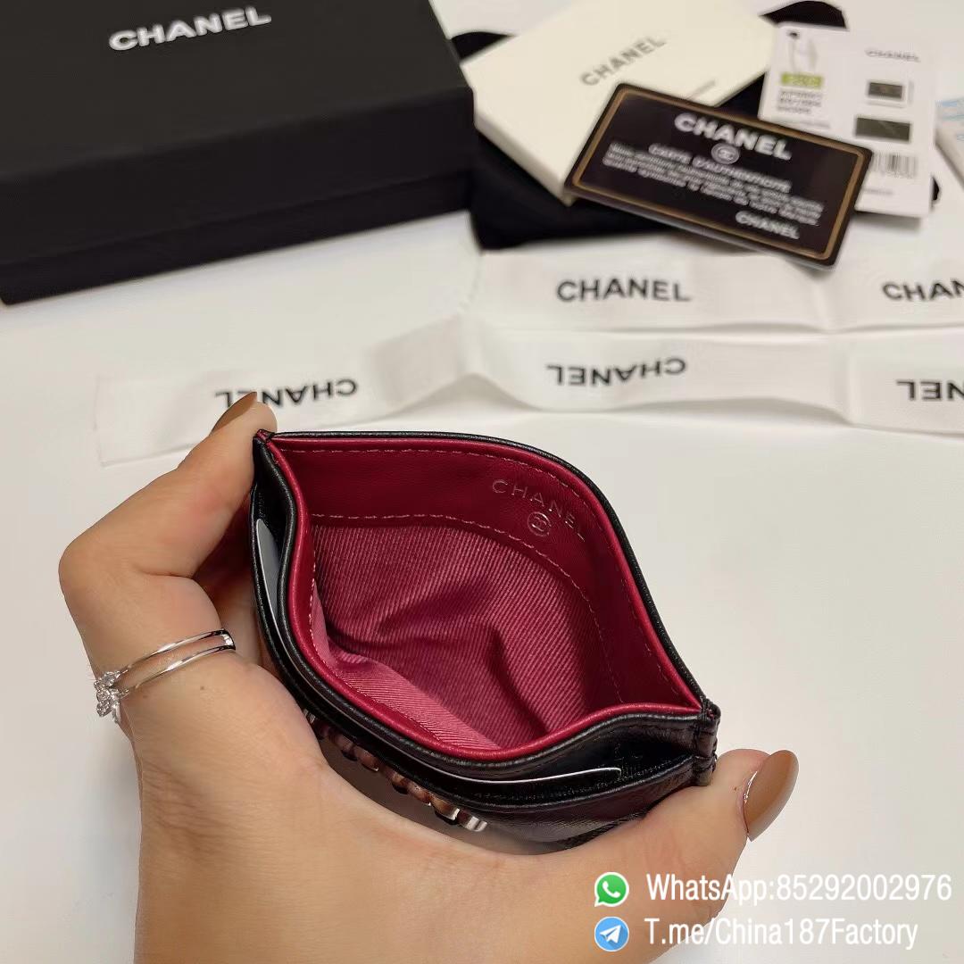 187 Factory Bags Chanel 19 Card Holder Black Shiny Lambskin Silver Tone Metal 06 187 Factory Bags Chanel 19 Card Holder Black Shiny Lambskin Silver Tone Metal 06