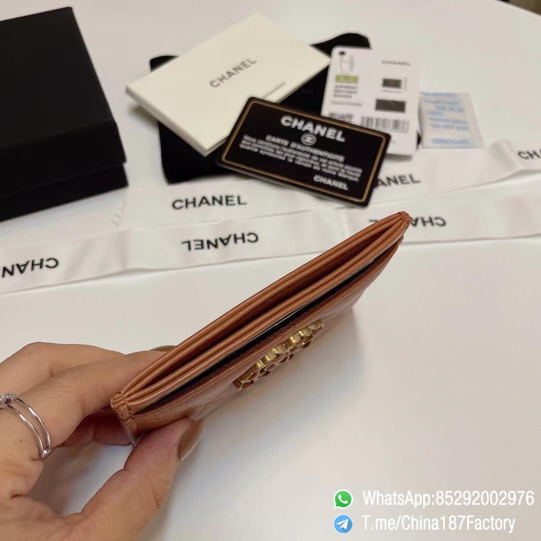 187 Factory Bags Chanel 19 Card Holder Brown Shiny Lambskin Gold Tone Metal 05 187 Factory Bags Chanel 19 Card Holder Brown Shiny Lambskin Gold Tone Metal 05