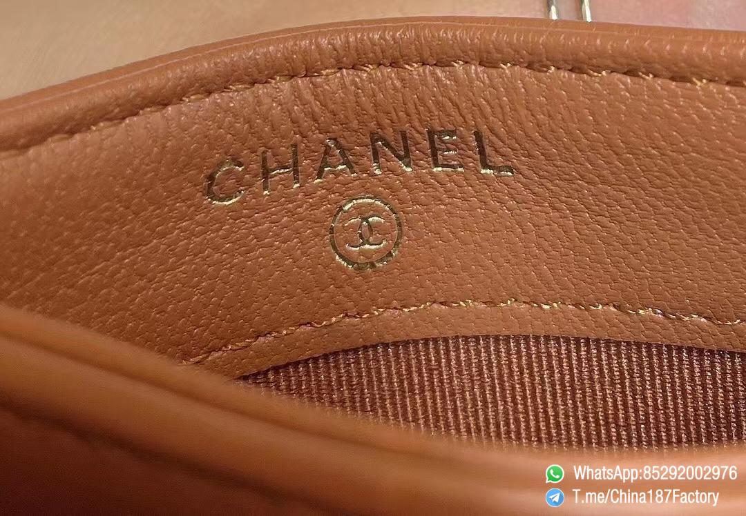 187 Factory Bags Chanel 19 Card Holder Brown Shiny Lambskin Gold Tone Metal 08 187 Factory Bags Chanel 19 Card Holder Brown Shiny Lambskin Gold Tone Metal 08