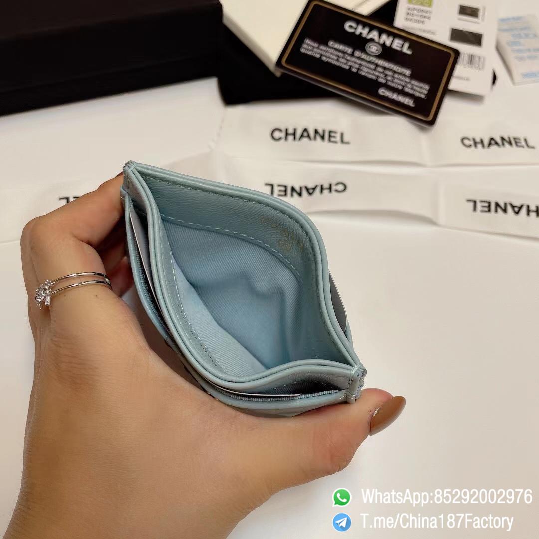 187 Factory Bags Chanel 19 Card Holder Sky Blue Shiny Lambskin Gold Tone Metal 06 187 Factory Bags Chanel 19 Card Holder Sky Blue Shiny Lambskin Gold Tone Metal 06