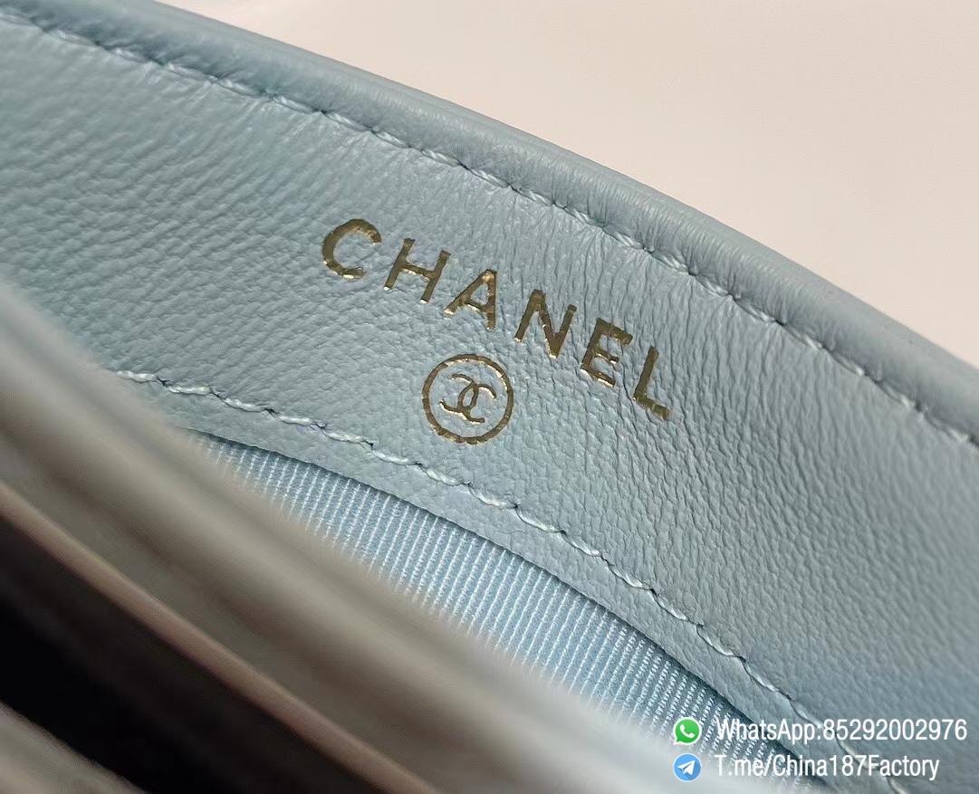 187 Factory Bags Chanel 19 Card Holder Sky Blue Shiny Lambskin Gold Tone Metal 07 187 Factory Bags Chanel 19 Card Holder Sky Blue Shiny Lambskin Gold Tone Metal 07