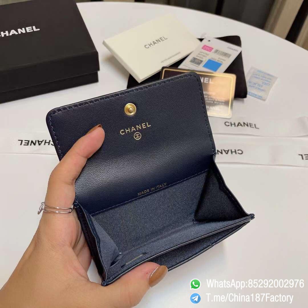 187 Factory Bags Chanel 19 Flap Card Holder Abysse Blue Shiny Lambskin Gold Tone Metal 07 187 Factory Bags Chanel 19 Flap Card Holder Abysse Blue Shiny Lambskin Gold Tone Metal 07