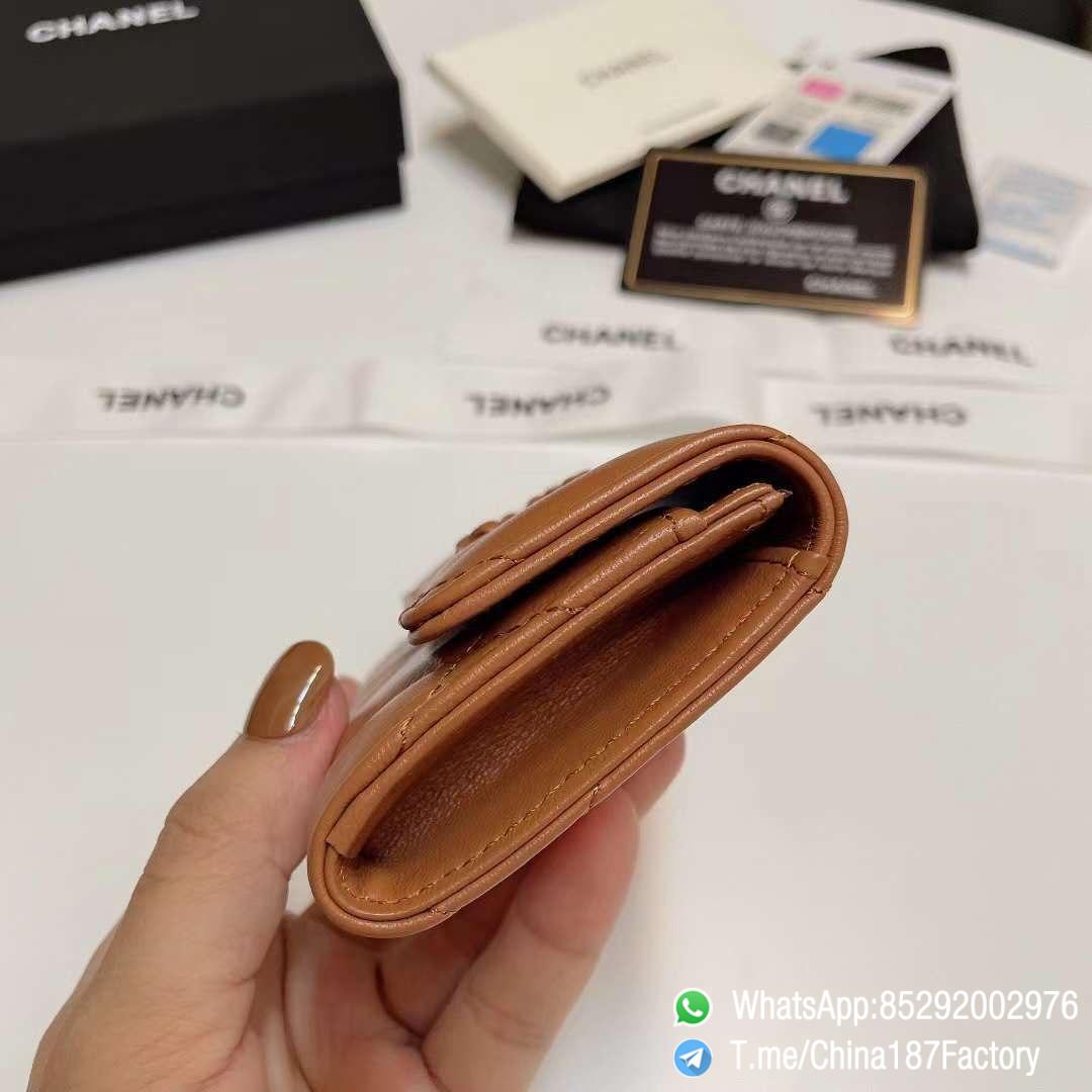 187 Factory Bags Chanel 19 Flap Card Holder Brown Shiny Lambskin Gold Tone Metal 05 187 Factory Bags Chanel 19 Flap Card Holder Brown Shiny Lambskin Gold Tone Metal 05