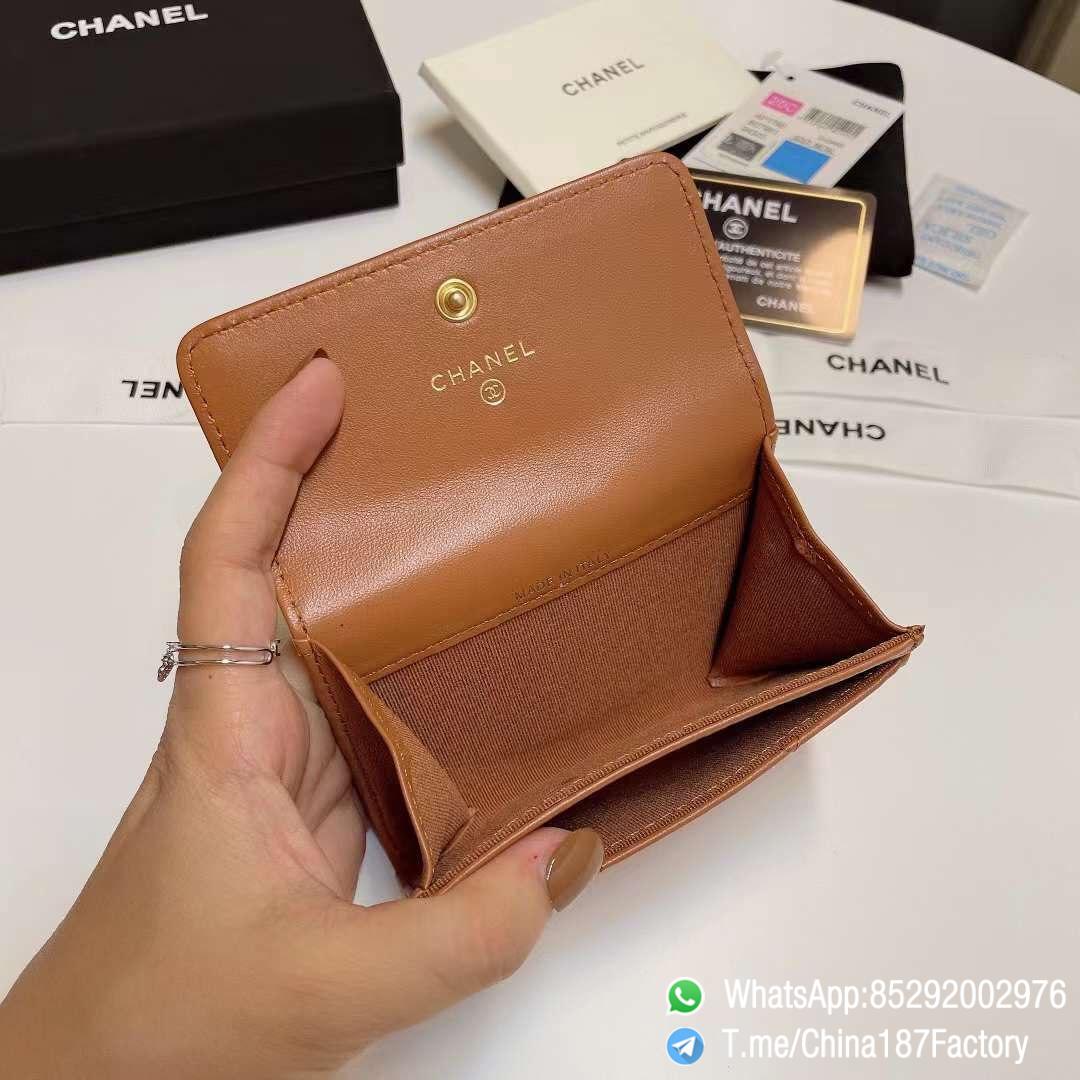 187 Factory Bags Chanel 19 Flap Card Holder Brown Shiny Lambskin Gold Tone Metal 07 187 Factory Bags Chanel 19 Flap Card Holder Brown Shiny Lambskin Gold Tone Metal 07