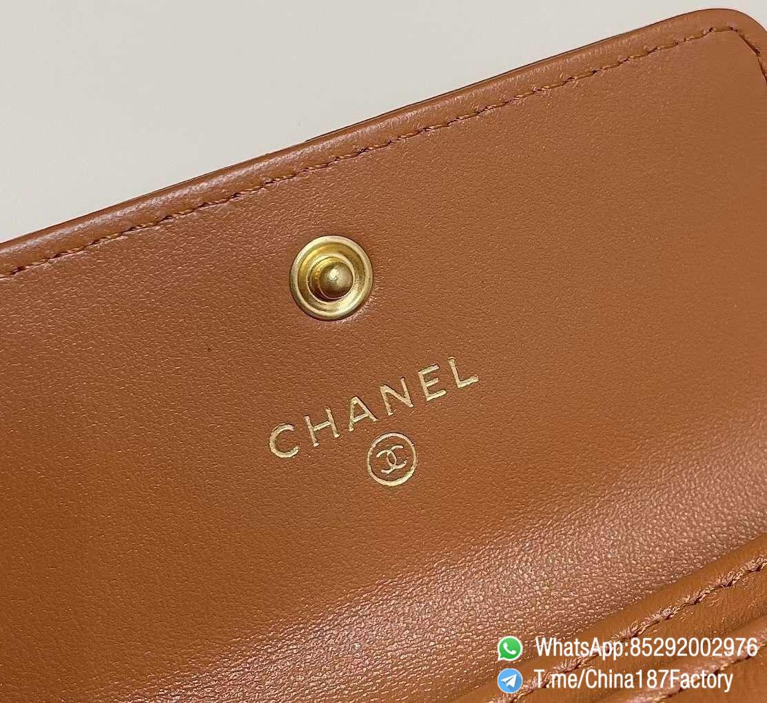 187 Factory Bags Chanel 19 Flap Card Holder Brown Shiny Lambskin Gold Tone Metal 08 187 Factory Bags Chanel 19 Flap Card Holder Brown Shiny Lambskin Gold Tone Metal 08