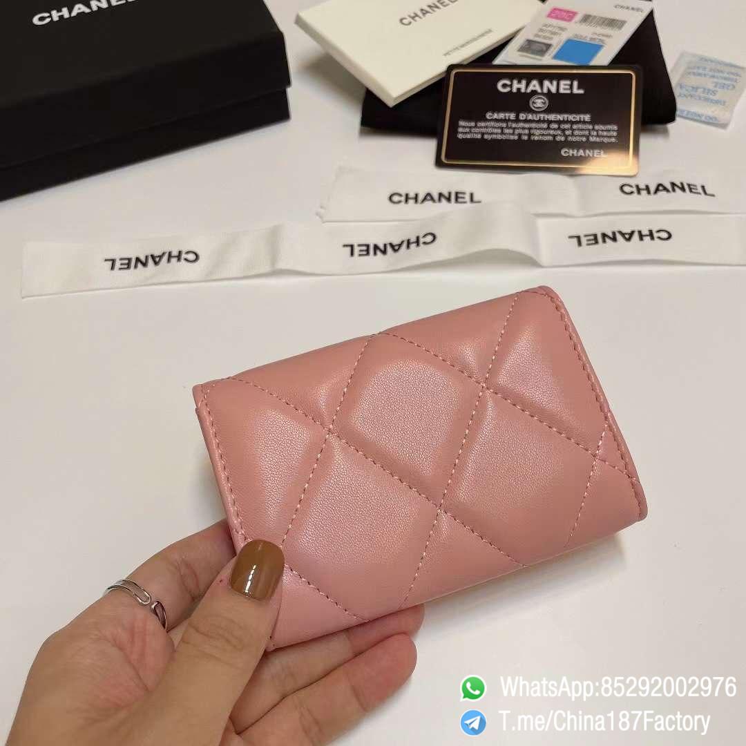 187 Factory Bags Chanel 19 Flap Card Holder Pink Shiny Lambskin Gold Tone Metal 03 187 Factory Bags Chanel 19 Flap Card Holder Pink Shiny Lambskin Gold Tone Metal 03