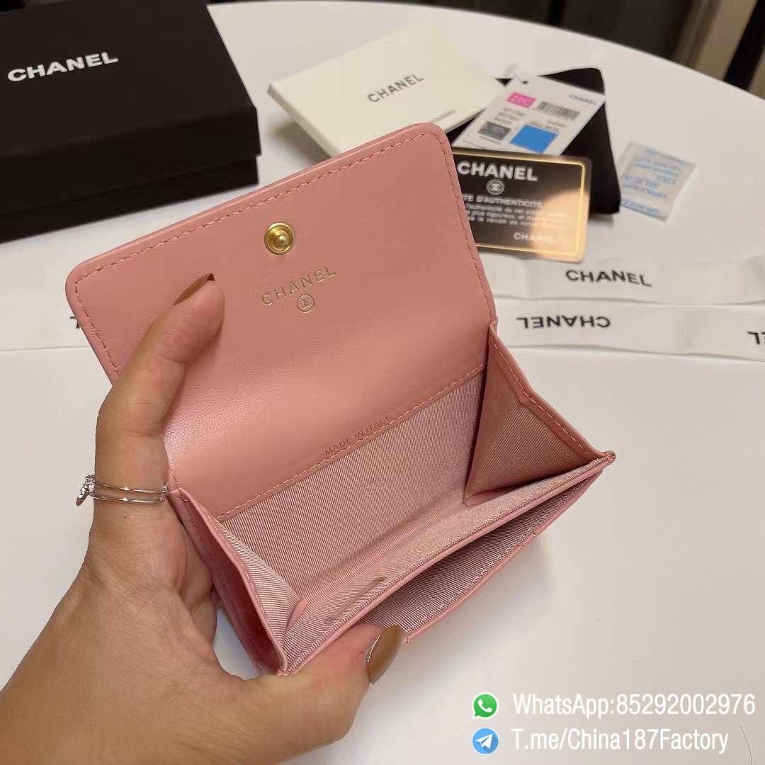 187 Factory Bags Chanel 19 Flap Card Holder Pink Shiny Lambskin Gold Tone Metal 07 187 Factory Bags Chanel 19 Flap Card Holder Pink Shiny Lambskin Gold Tone Metal 07
