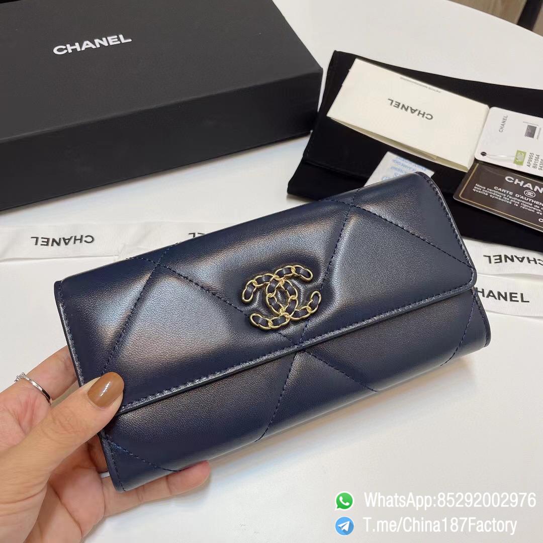 187 Factory Bags Chanel 19 Long Wallet Abysse Blue Shiny Lambskin Gold Tone Metal 01 187 Factory Bags Chanel 19 Long Wallet Abysse Blue Shiny Lambskin Gold Tone Metal 01