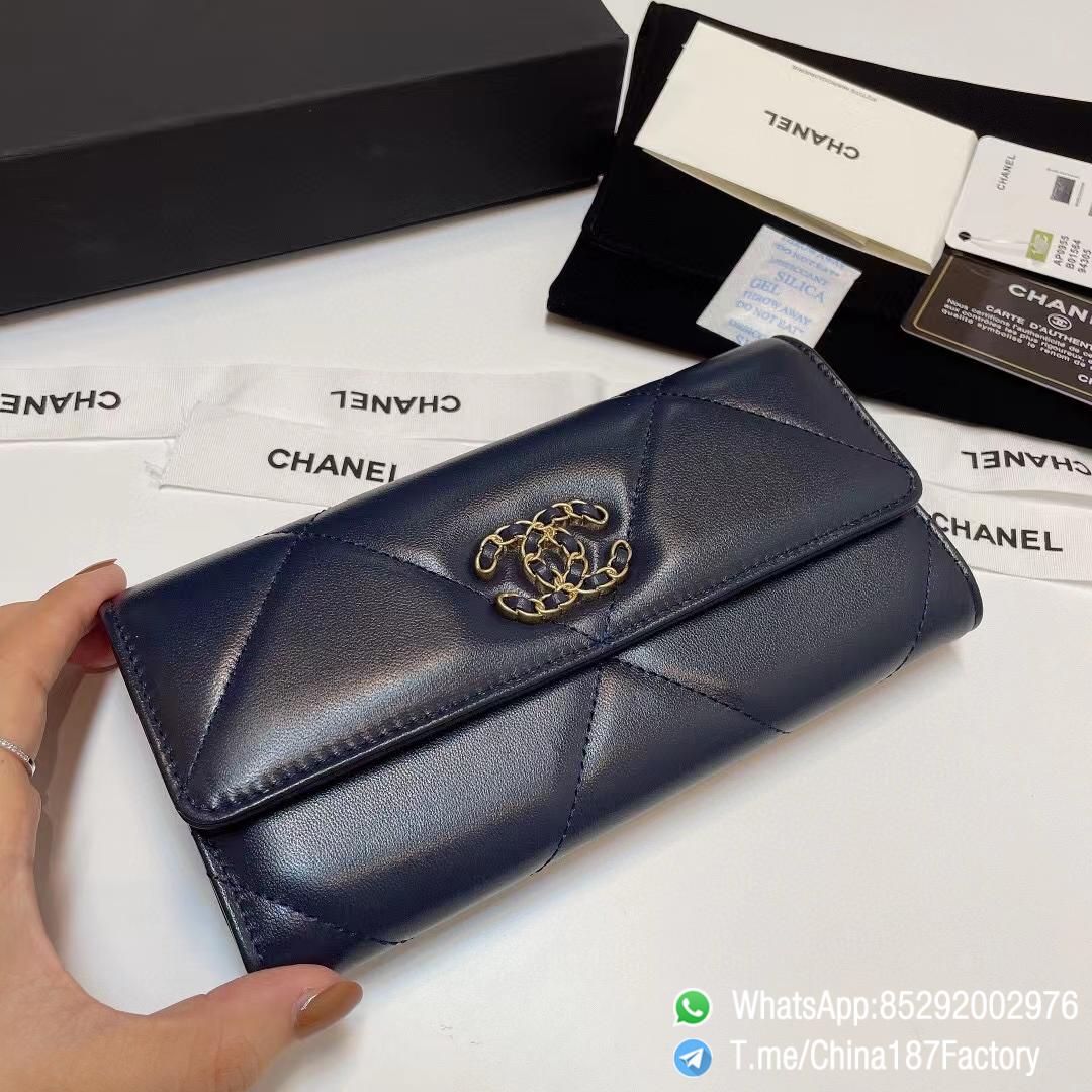 187 Factory Bags Chanel 19 Long Wallet Abysse Blue Shiny Lambskin Gold Tone Metal 04 187 Factory Bags Chanel 19 Long Wallet Abysse Blue Shiny Lambskin Gold Tone Metal 04